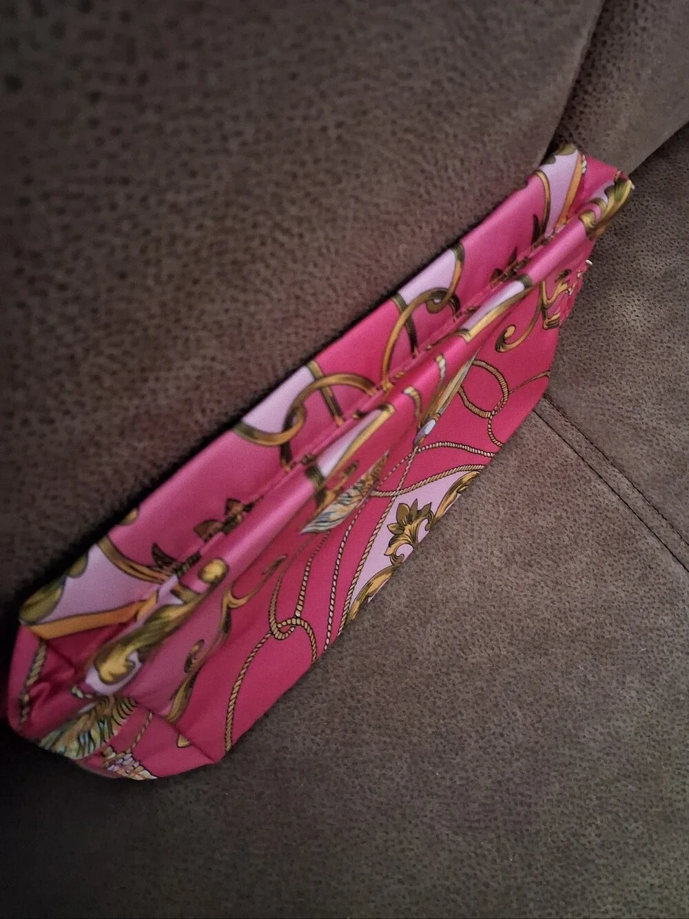 Estee Lauder Pink And Gold Tassel-Accent Printed Cosmetic Pouch
